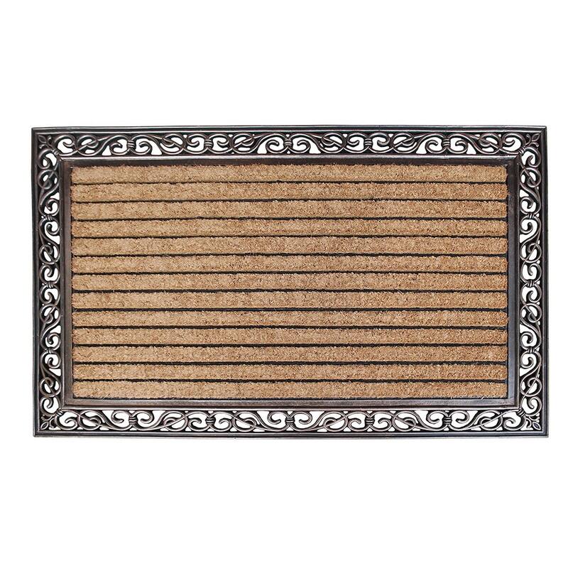 Rubber And Coir Molded Handfinished Large Double Door Mat 30"X48" On